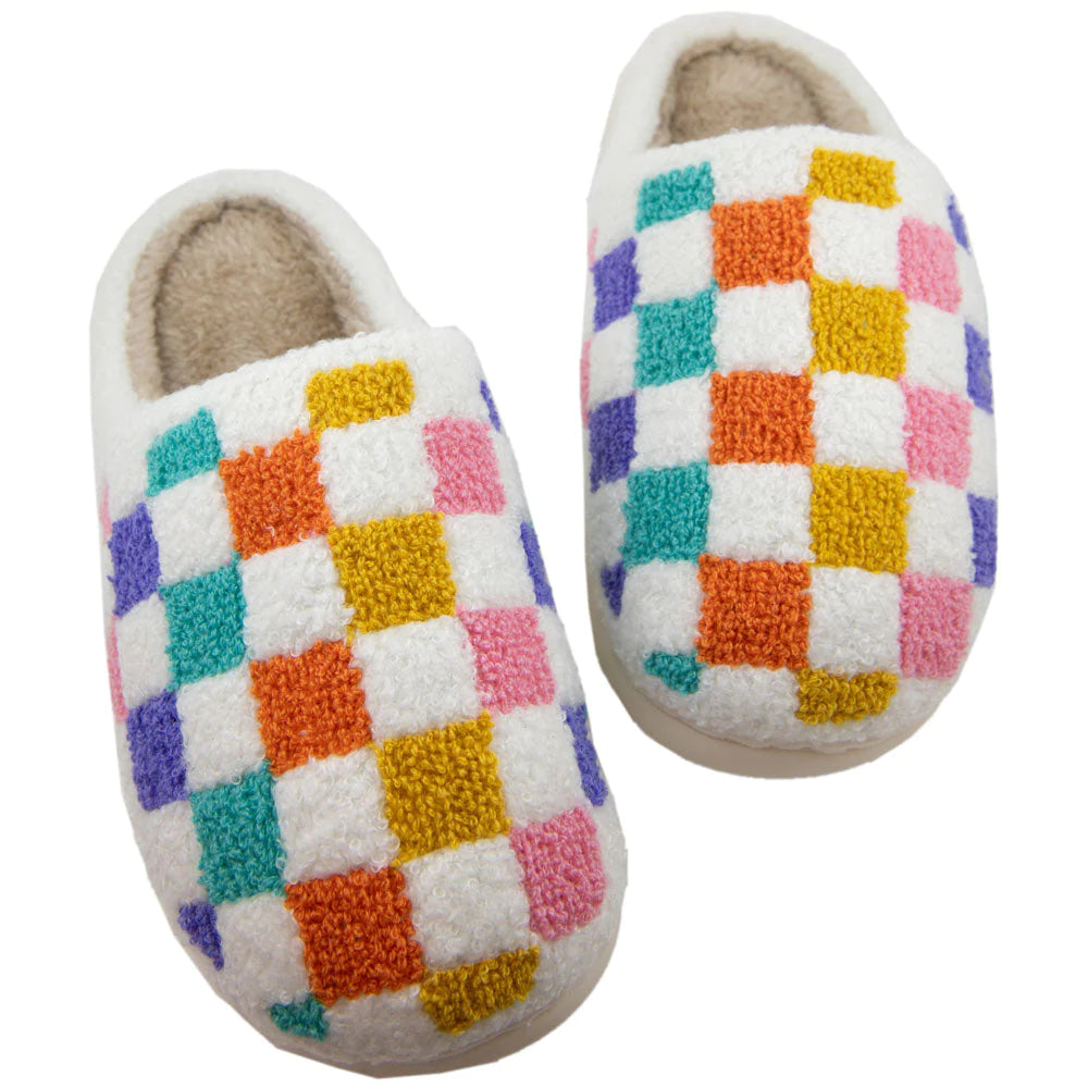Multicolored Checkered Slippers