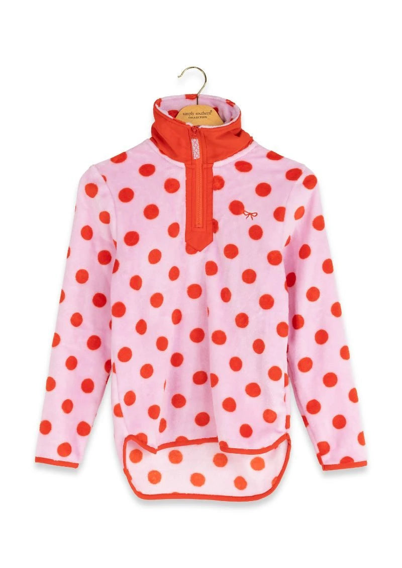 SS YTH Mock Neck Polka Dot  Pullover