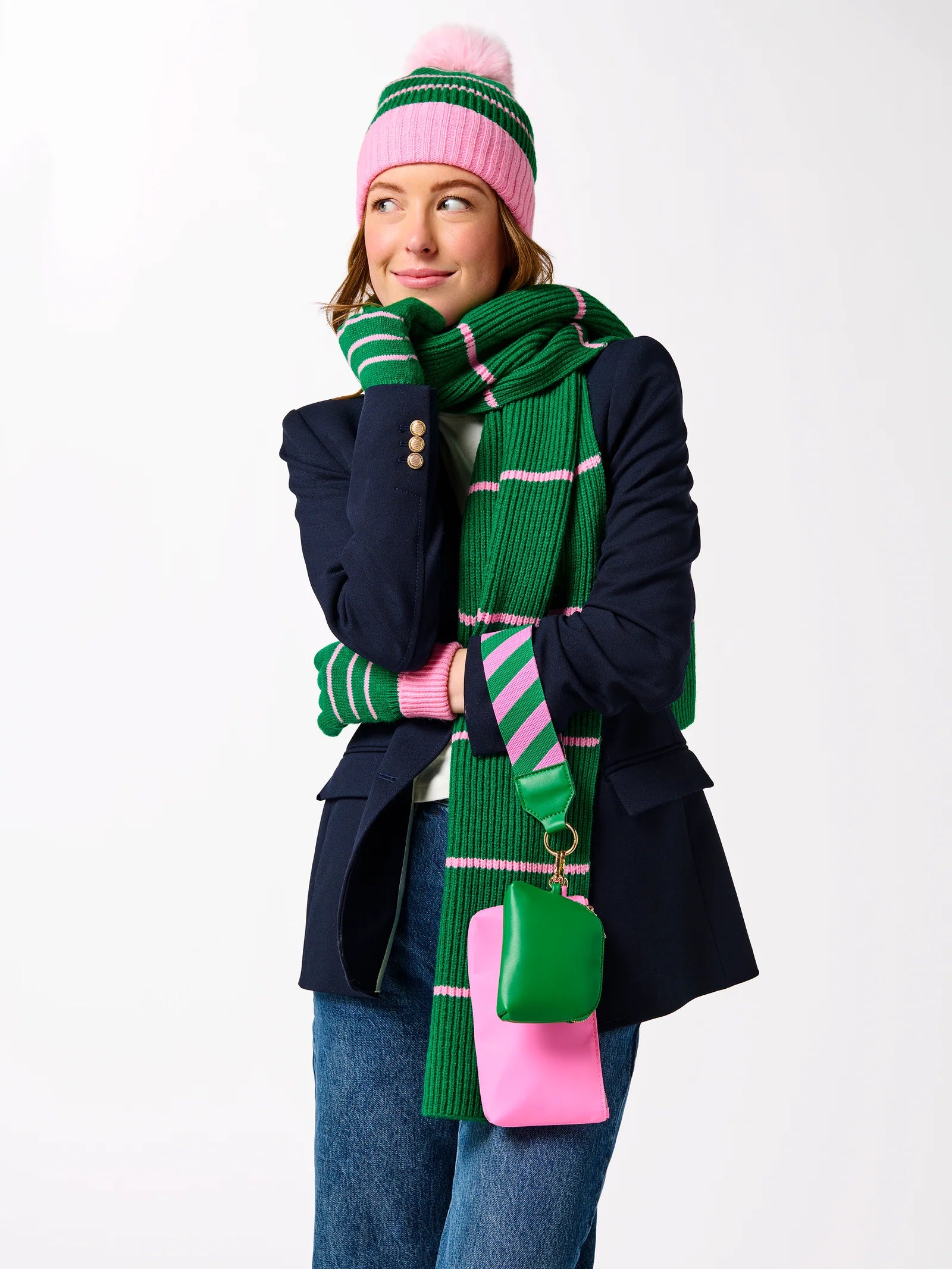Allison Beanie Green/Pink