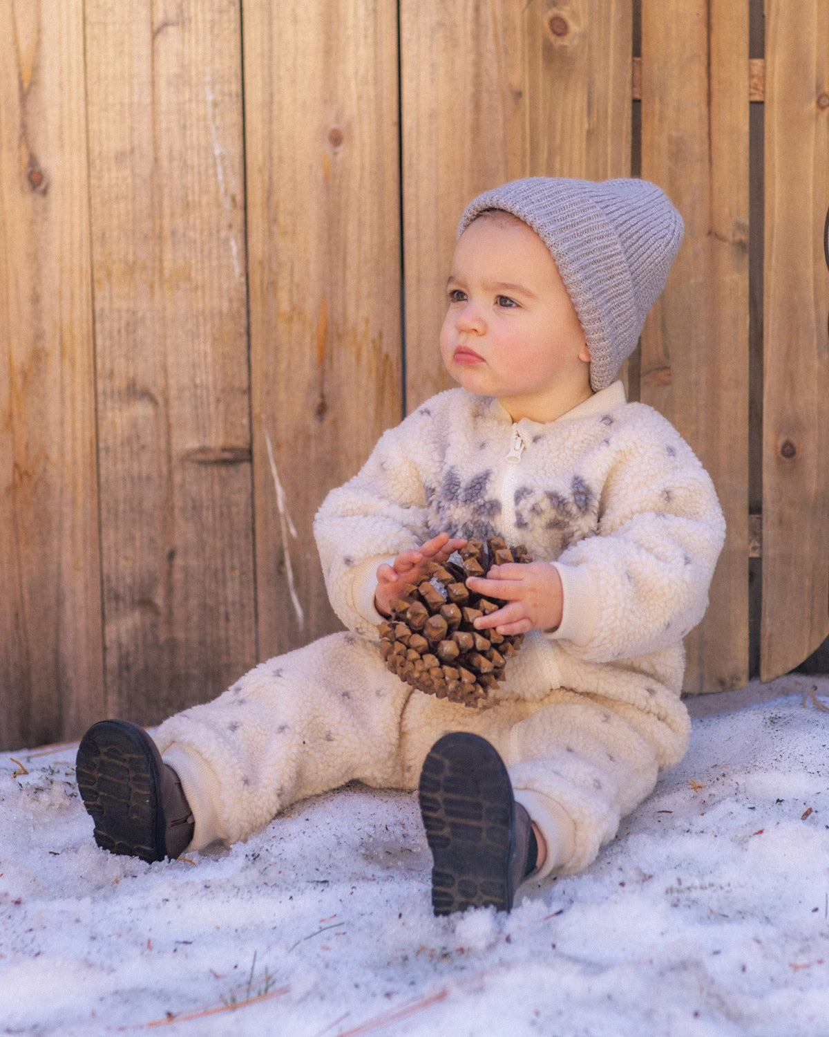 SHEARLING BABY JUMPSUIT NATURAL FAIR ISLE