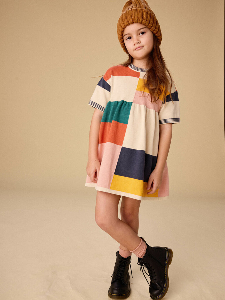 Tea Colorblock Sweater Dress Almond