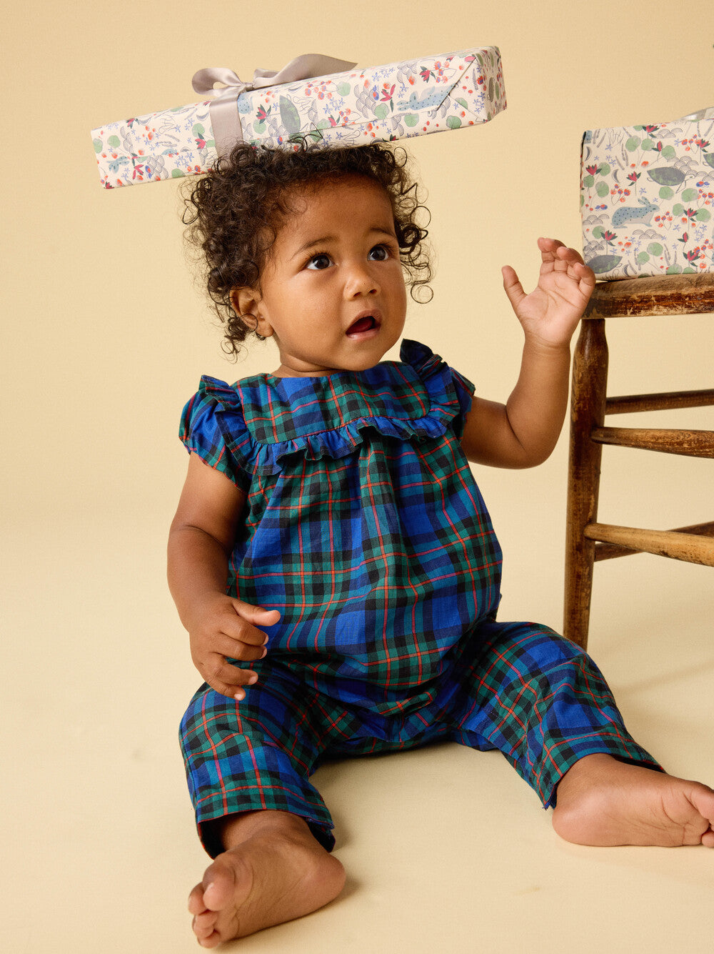 Plaid Ruffle Baby Romper