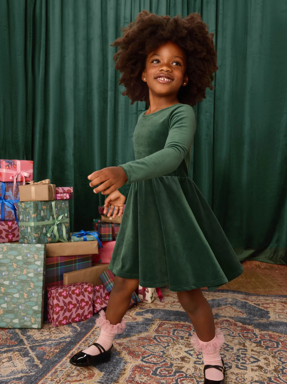 Tea Velour Pineneedle Dress