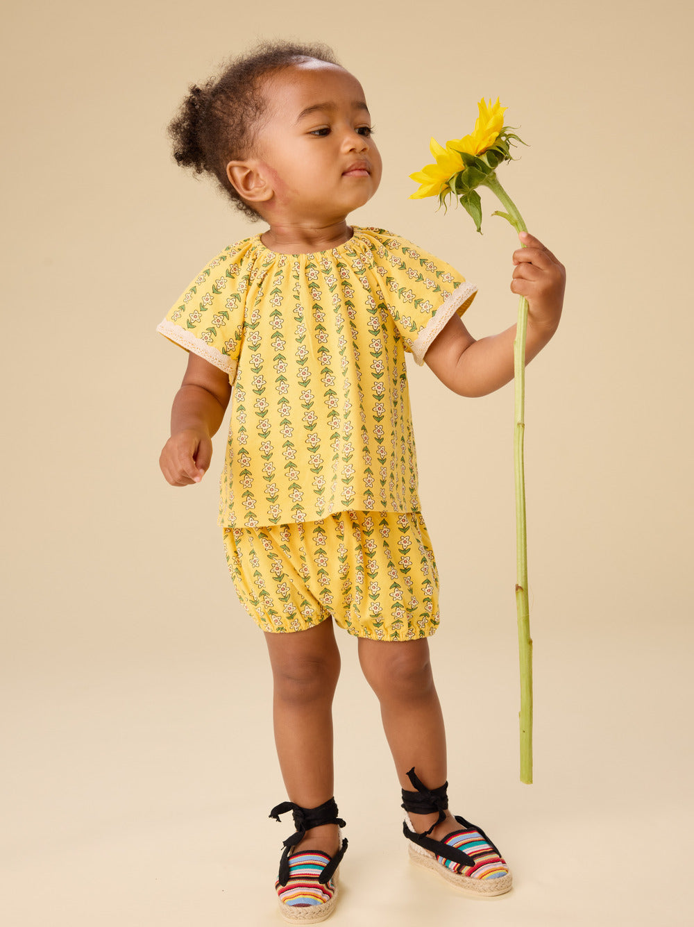 Tea Printed Crochet Trim Baby Set
