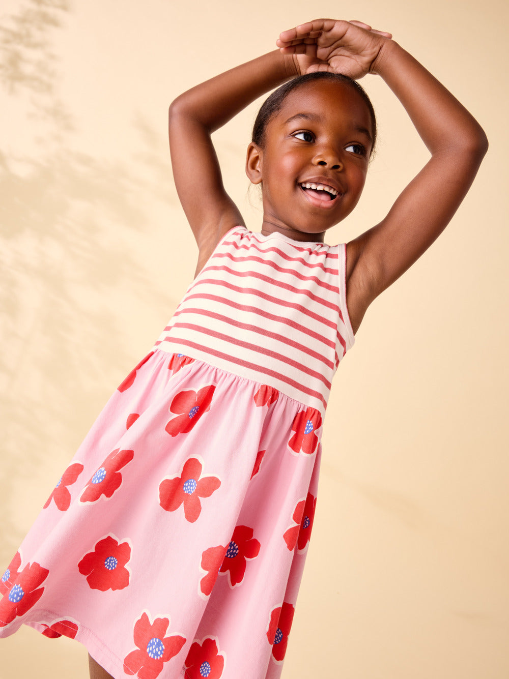 Tea  Print Mix Tank Skirted Dress