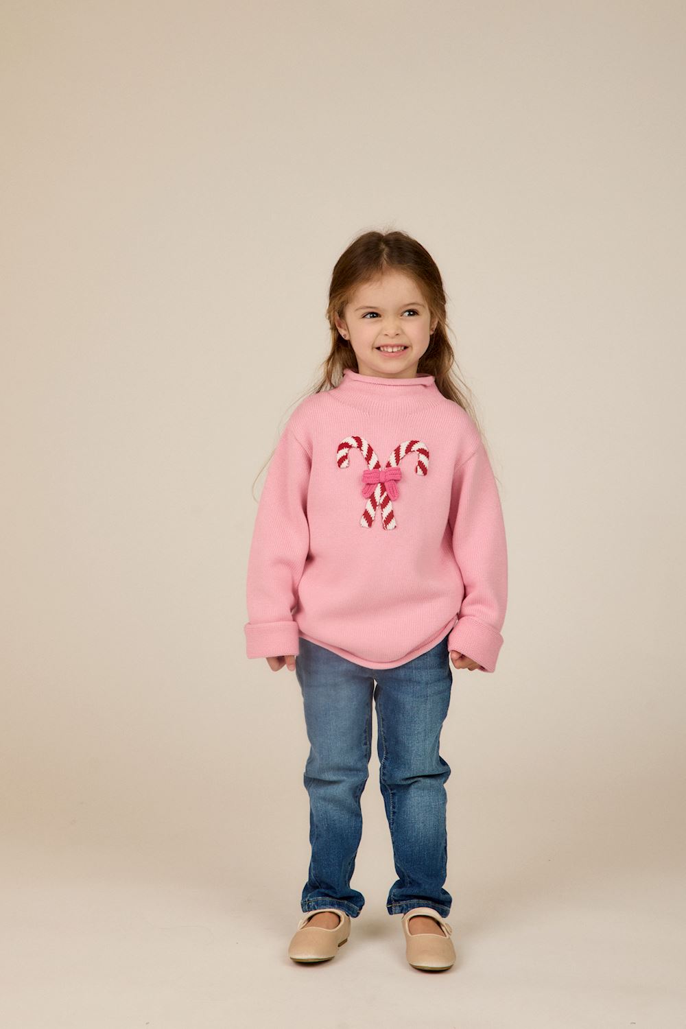 Pink Candy Cane Rollneck Sweater