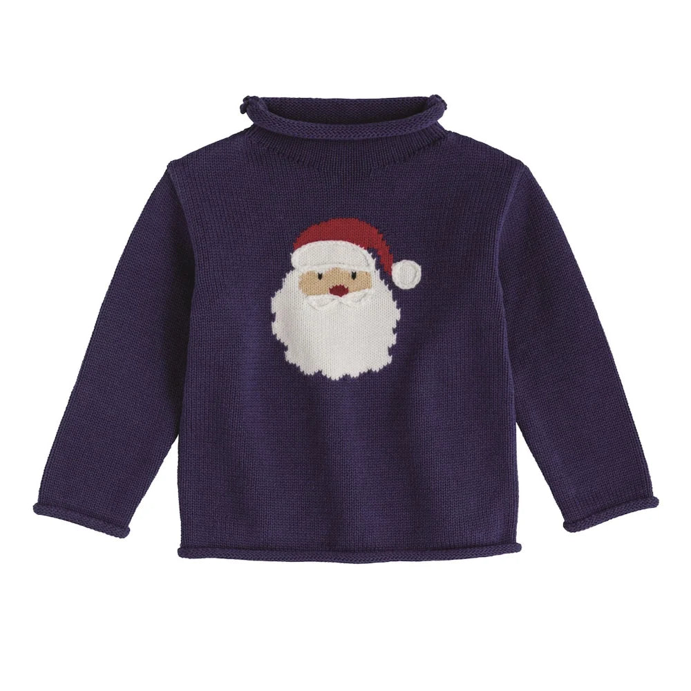 Navy Santa Rollneck Sweater