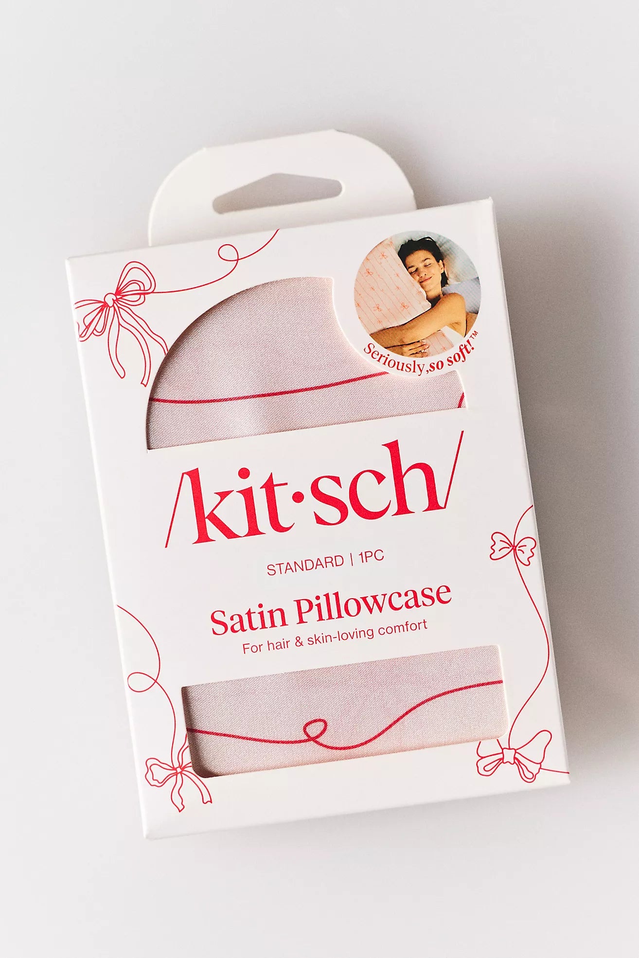 Holiday Satin Pillowcase Striped Bows