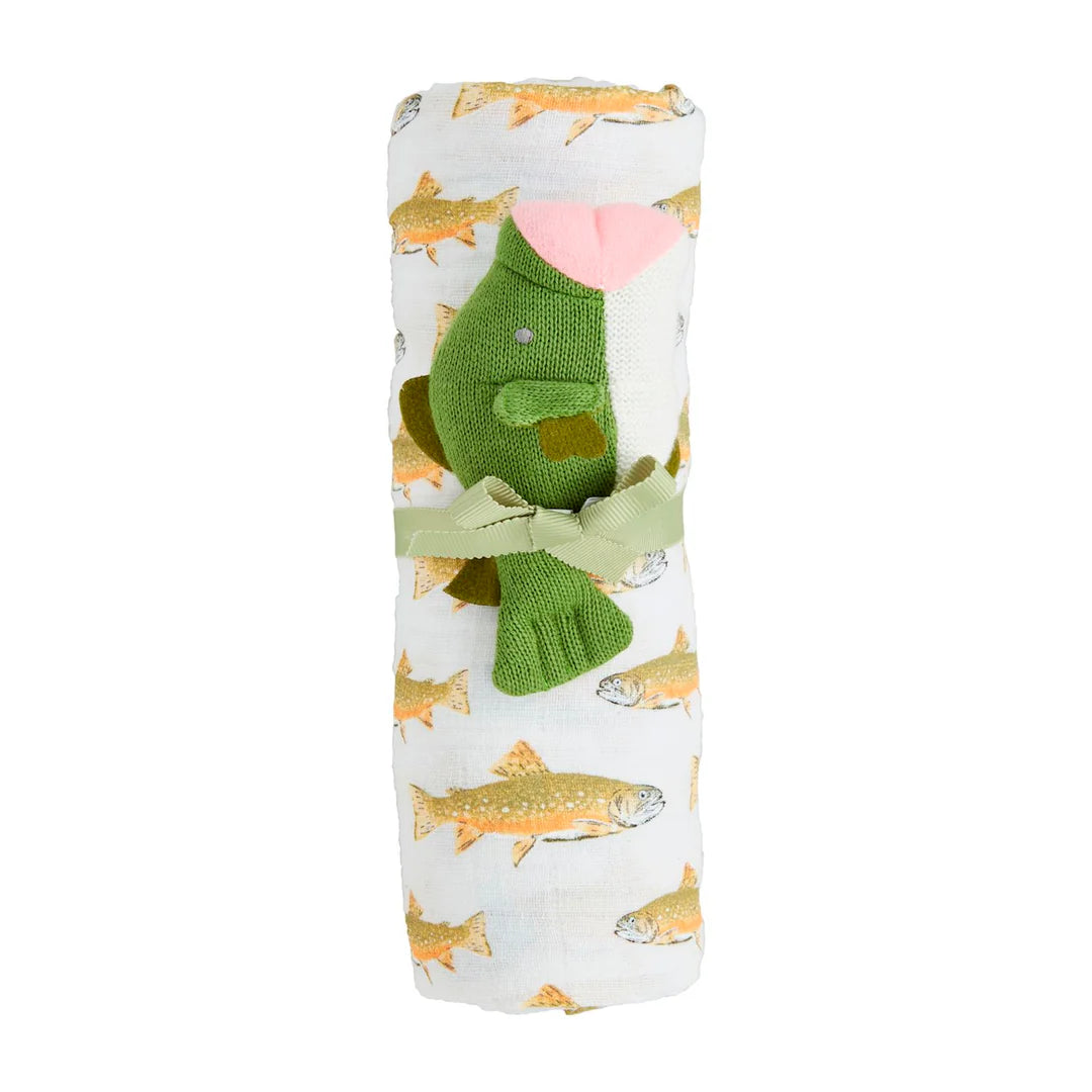 Swaddle and Rattle Set