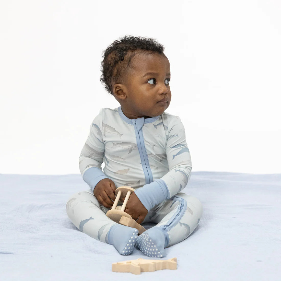 Little Whales - 2 Way Zipper Footie