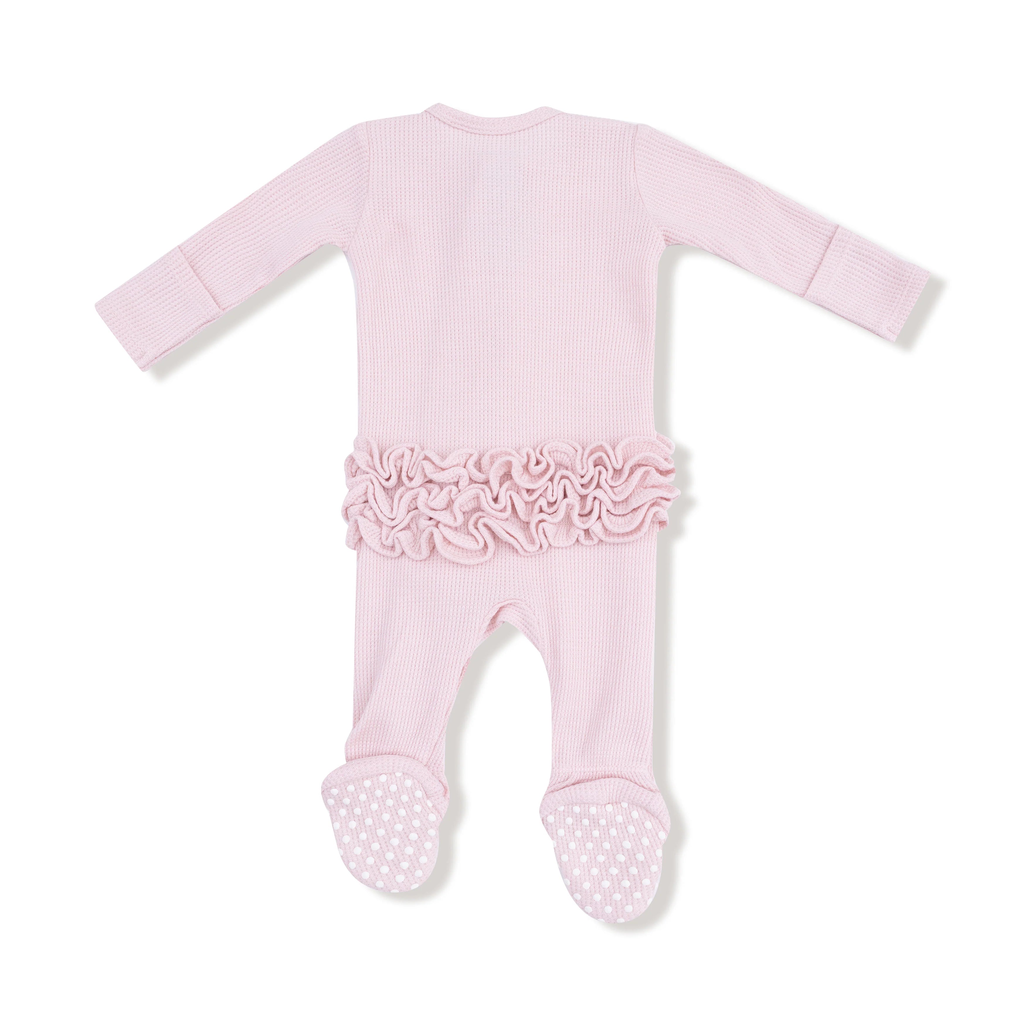 Basics - Veiled Pink - 2 Way Ruffle Zipper Footie