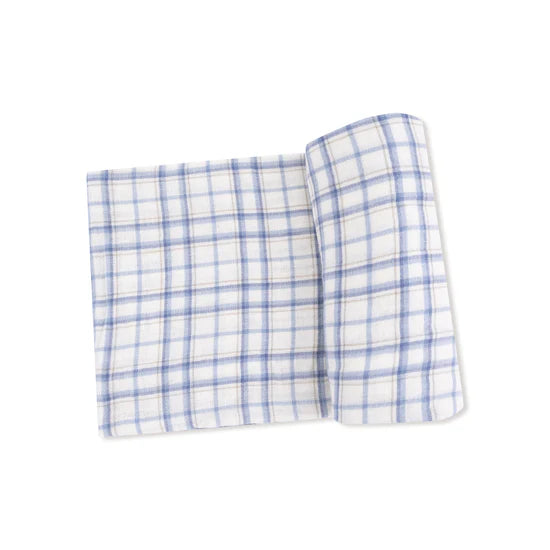 Blue Plaid - Swaddle Blanket