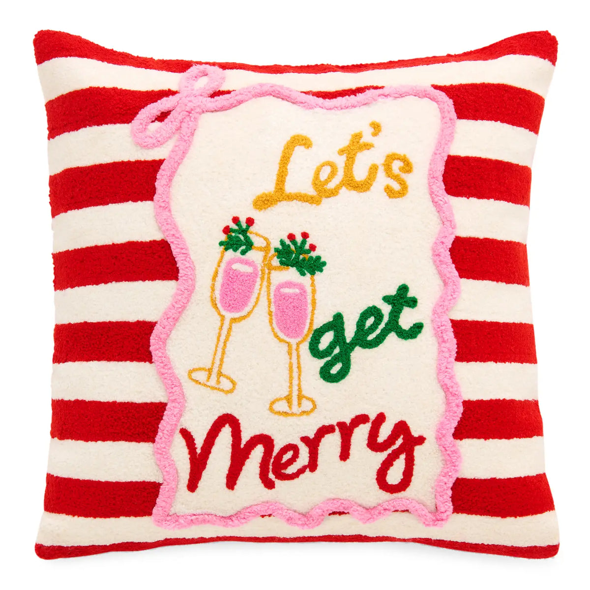 Red Let's Get Merry Pillow