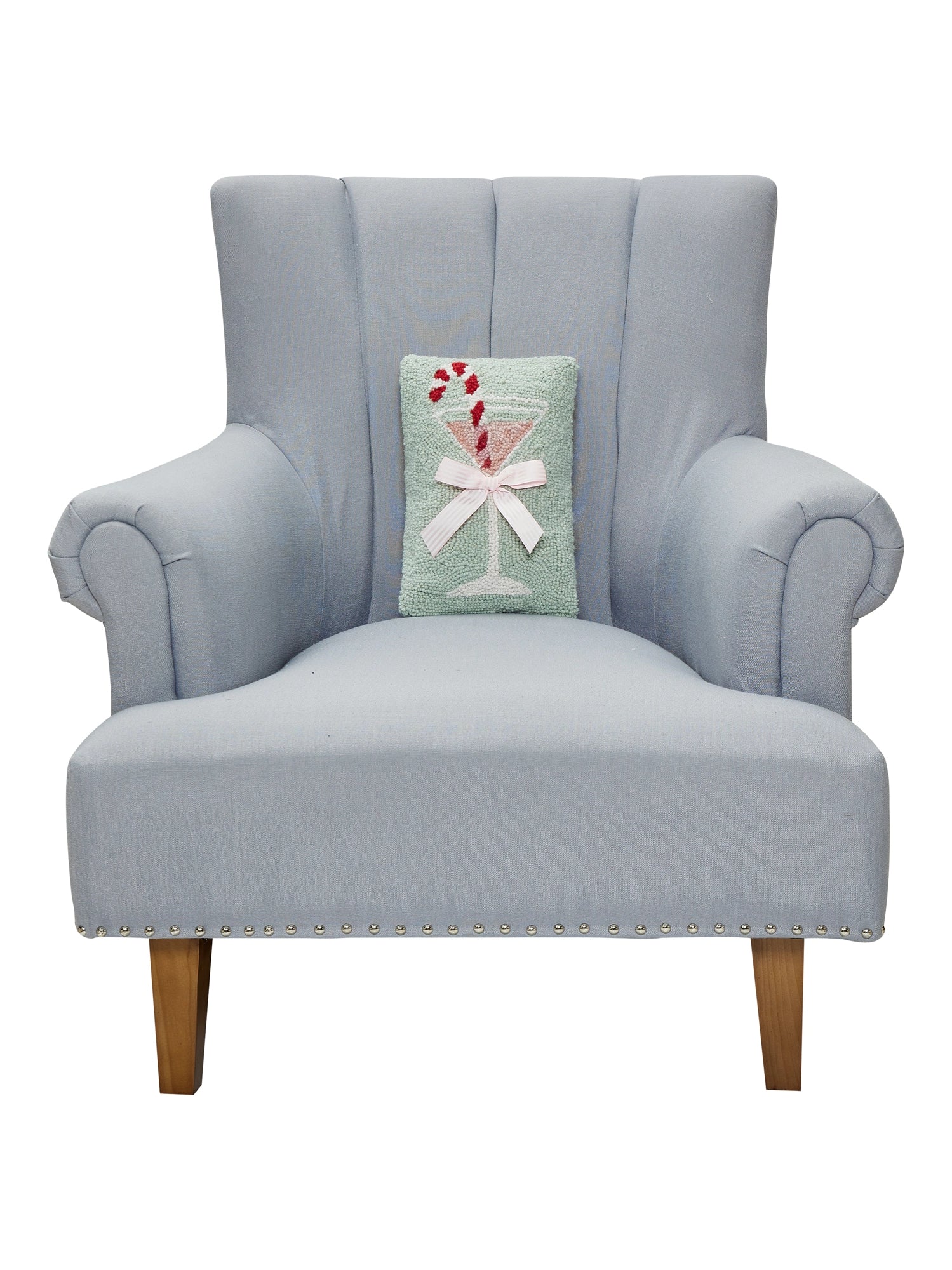 Gingham Bow Martini Glass Hook Pillow