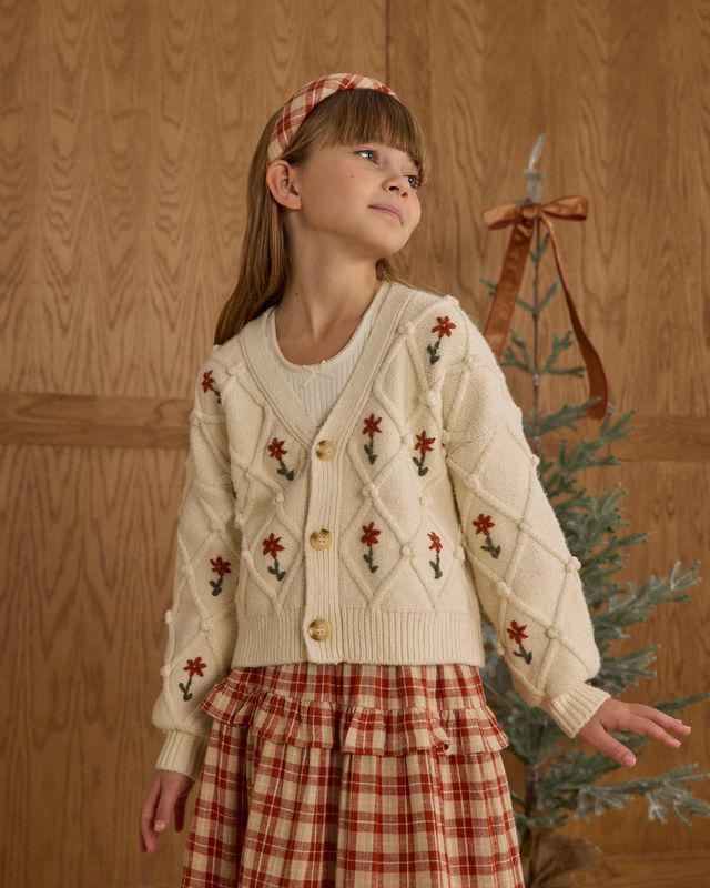 BOXY CROP CARDIGAN || WINTER DAISY EMBROIDERY