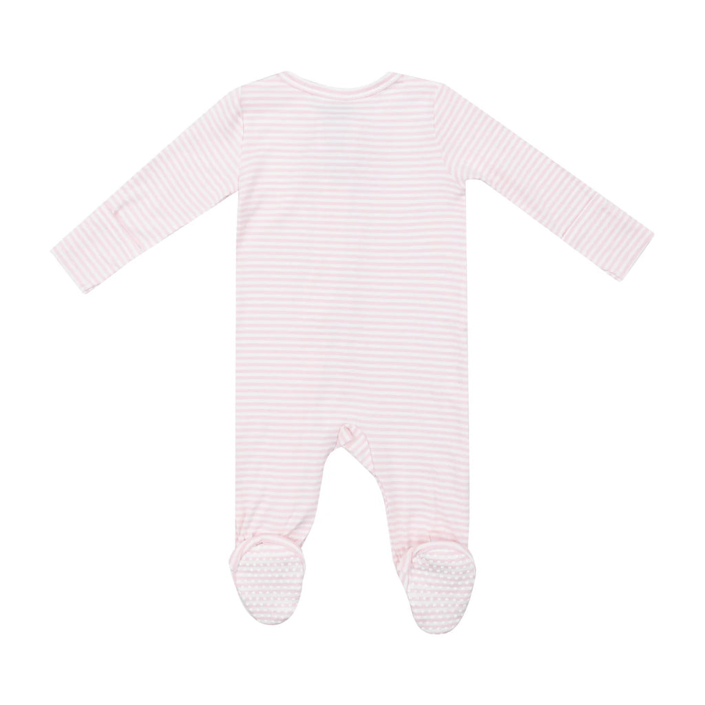 Light Pink Stripe 2 Way Zipper Footie