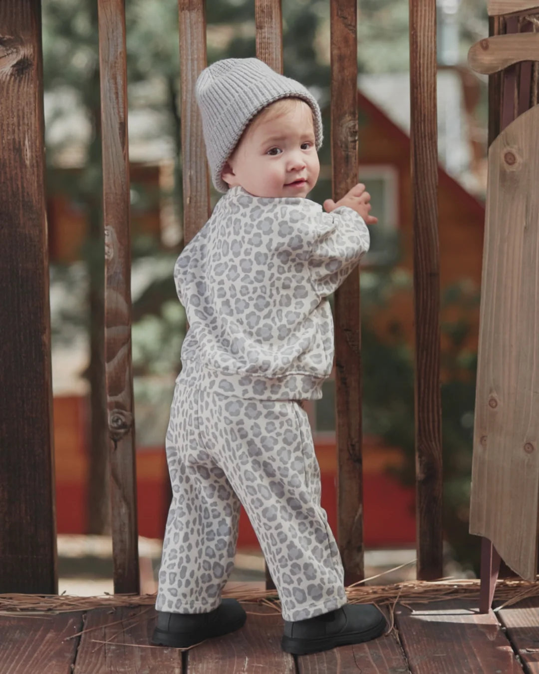 WIDE LEG SWEATPANT BLUE LEOPARD