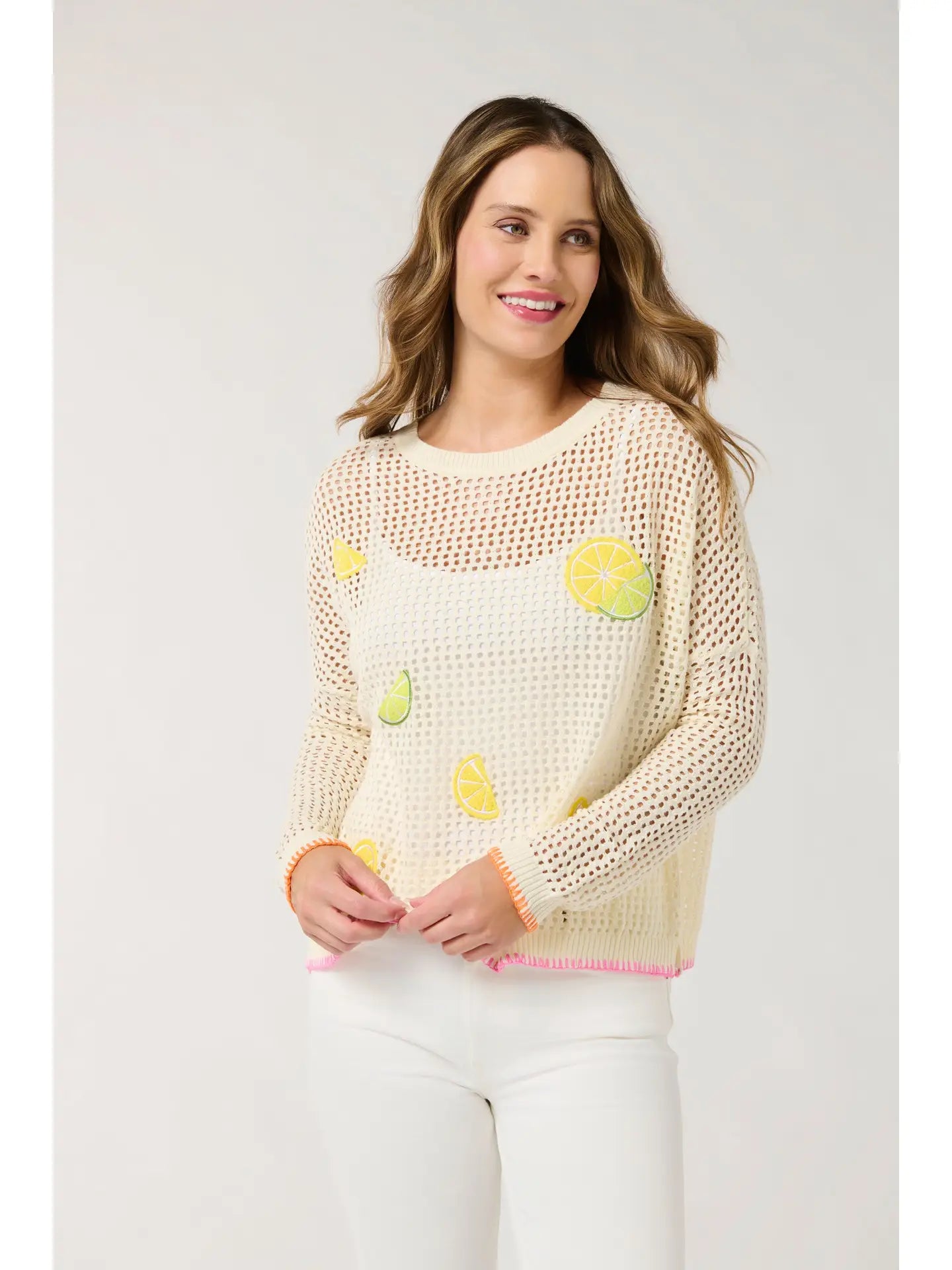 CITRUS MESH SWEATER IVORY