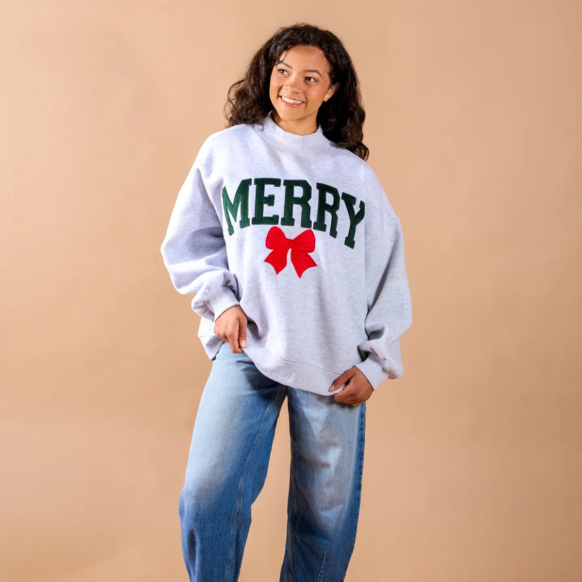 Mockneck Sweatshirt Merry Bow