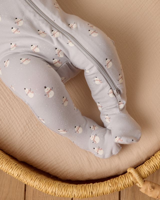 BAMBOO ZIP FOOTIE || SNOWMEN