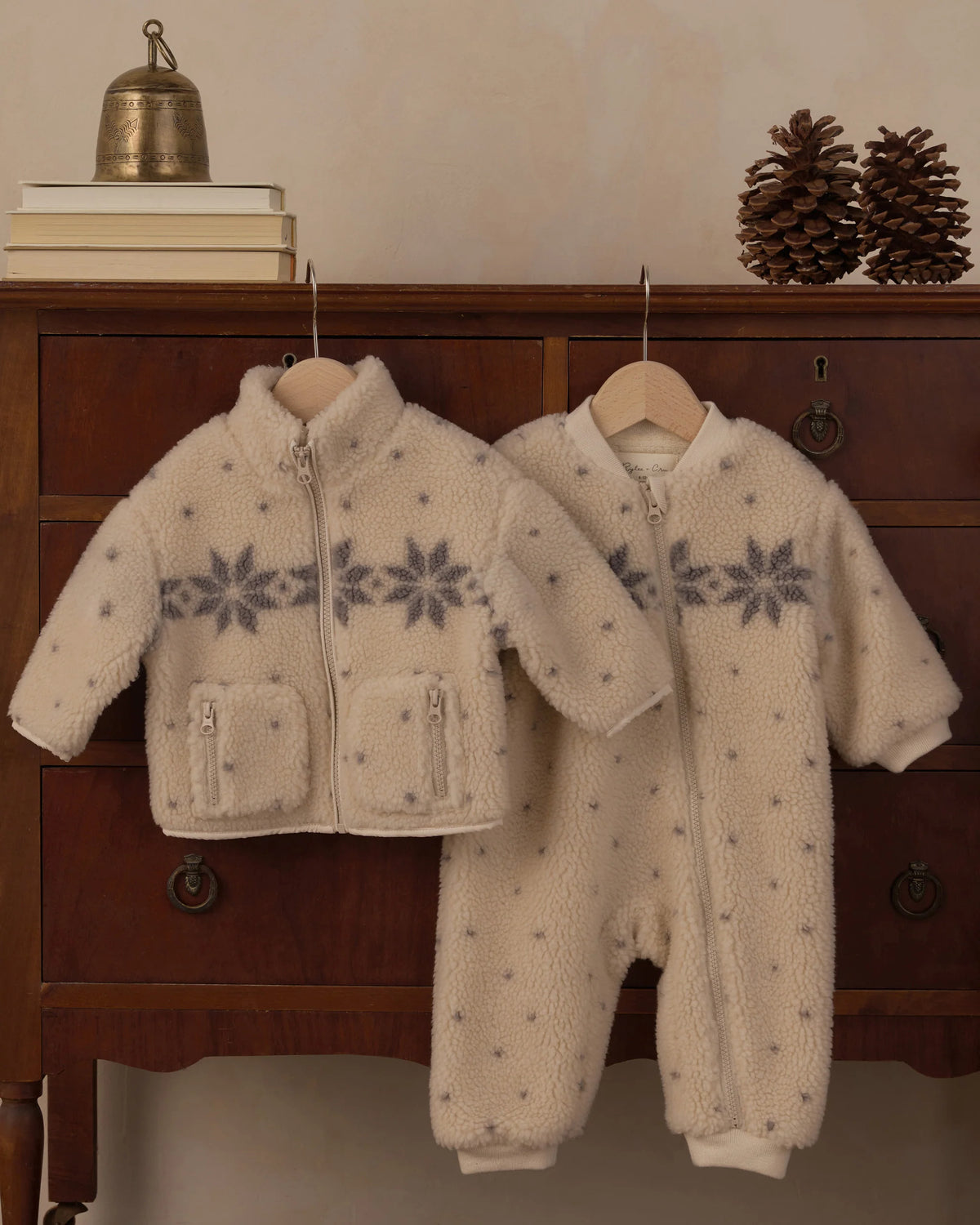 SHEARLING BABY JUMPSUIT NATURAL FAIR ISLE