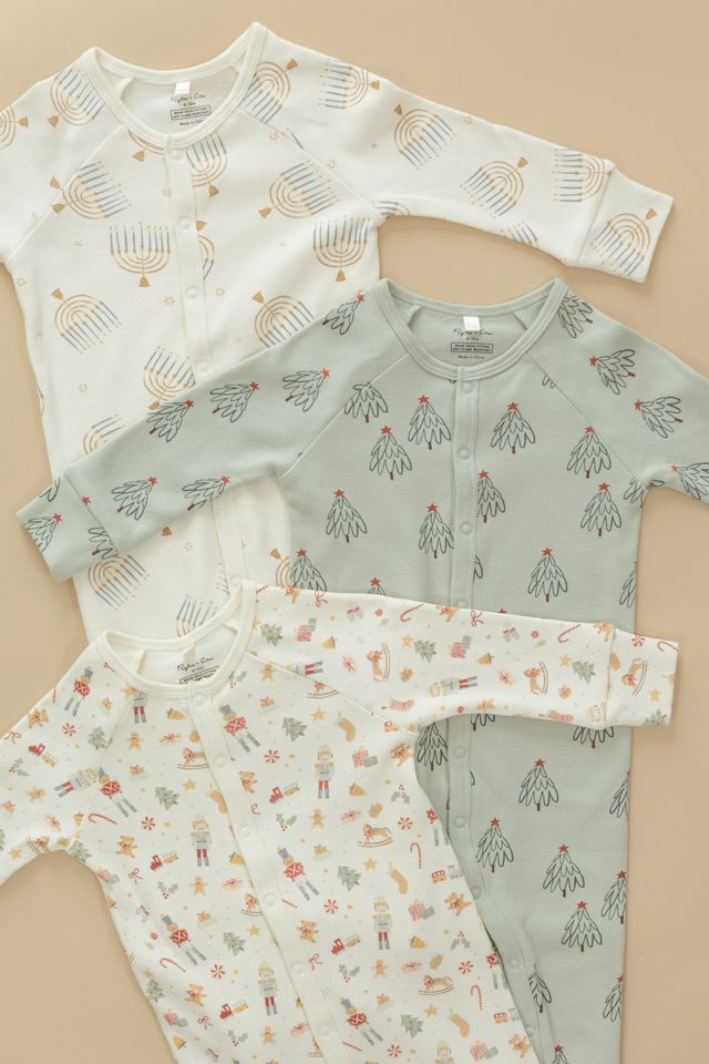 ORGANIC LONG JOHN PAJAMAS || FESTIVE