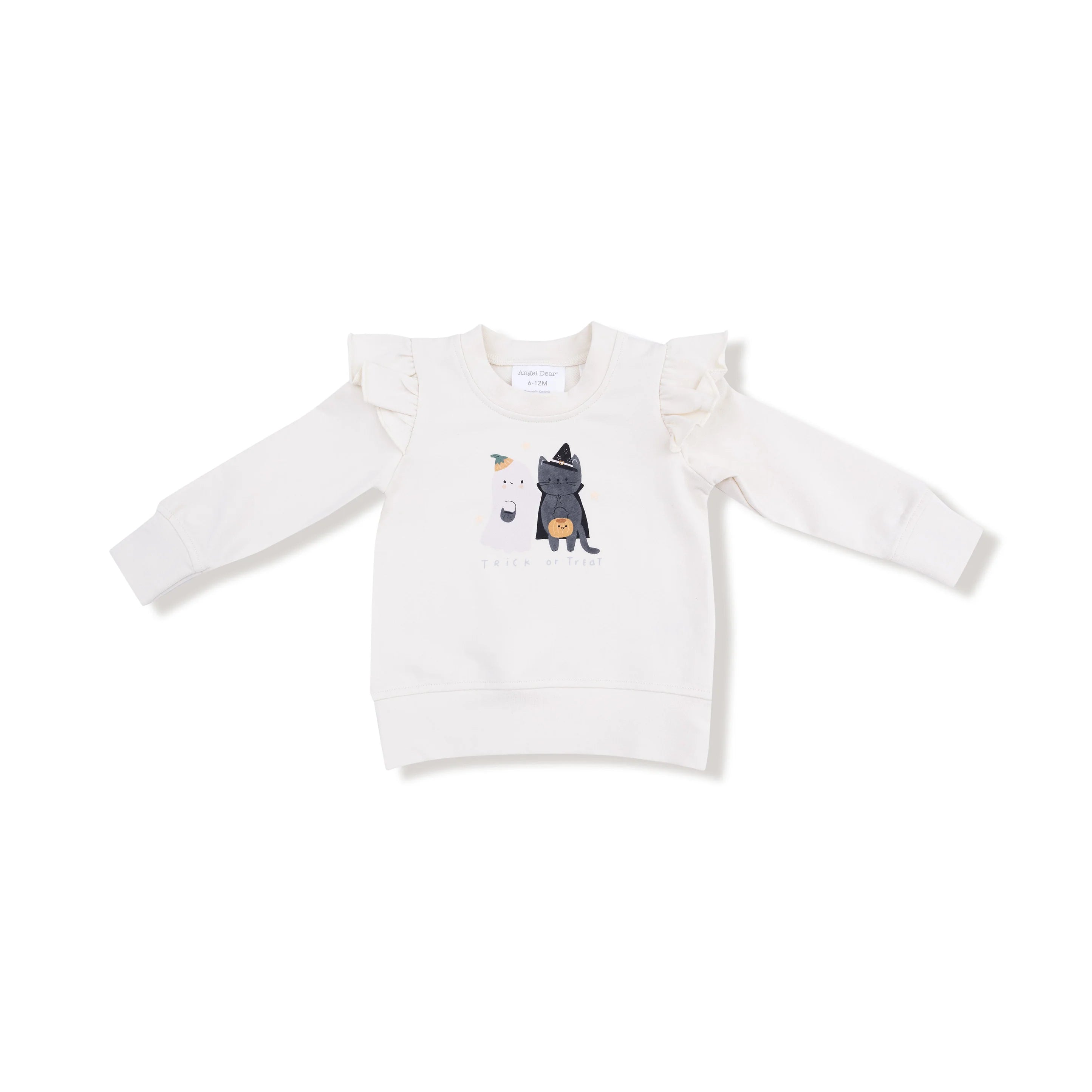 Ruffle Shoulder - French Terry Sweatshirt - Trick or Treat- Silk Screen