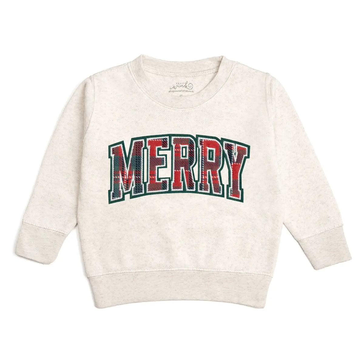 Merry Tartan Patch Christmas Sweatshirt