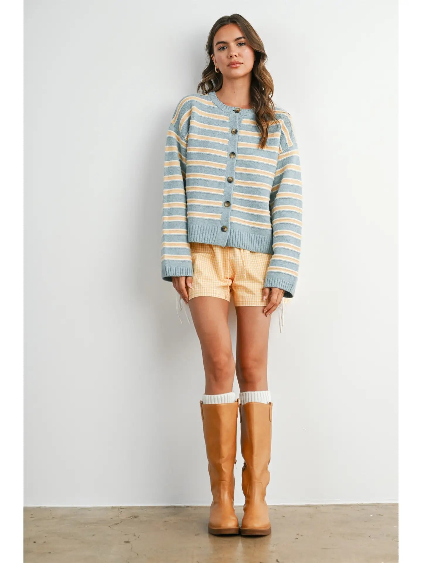 Cozy Stripe Button Up Sweater