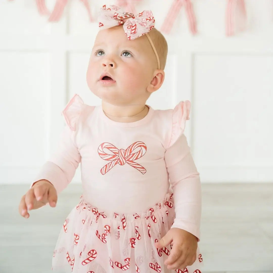 Candy Cane Confetti Tulle Bow Baby Headband