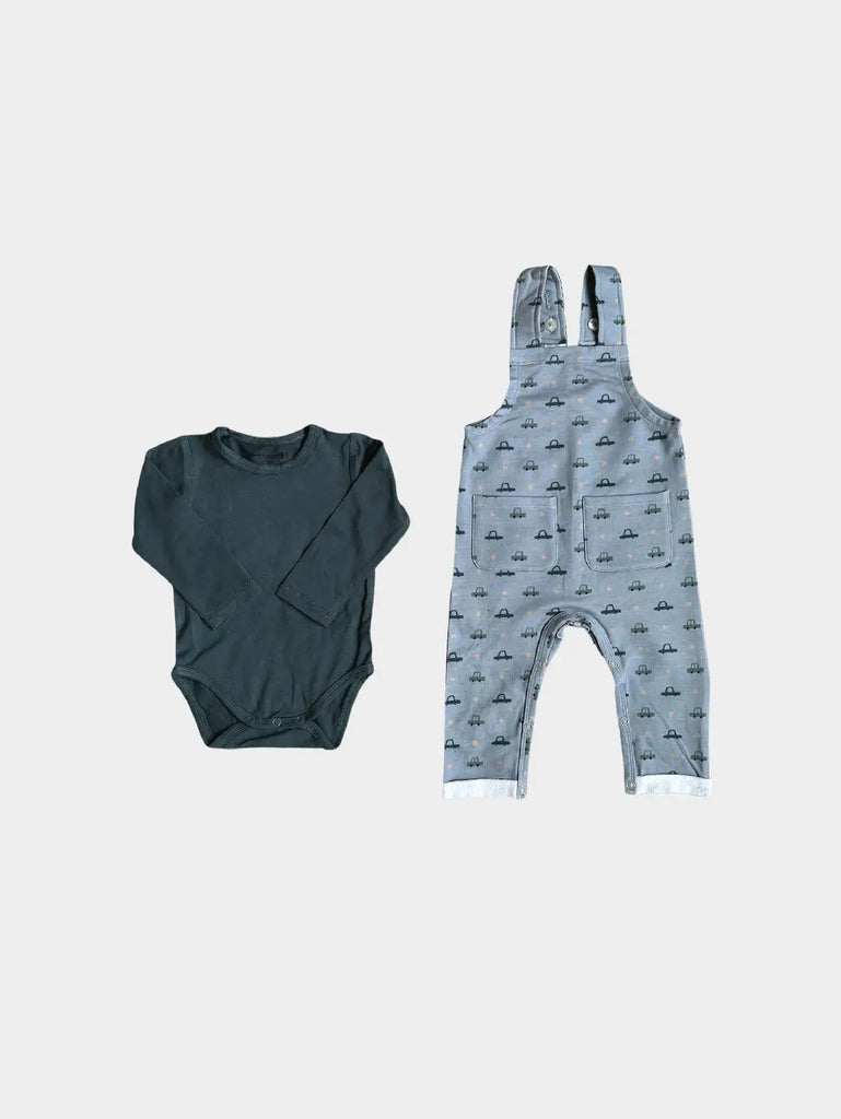 Baby Pocket Overalls Set in Retro Cars
