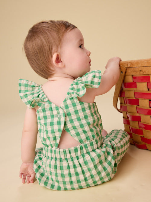 Tea Flutter Button Back Baby