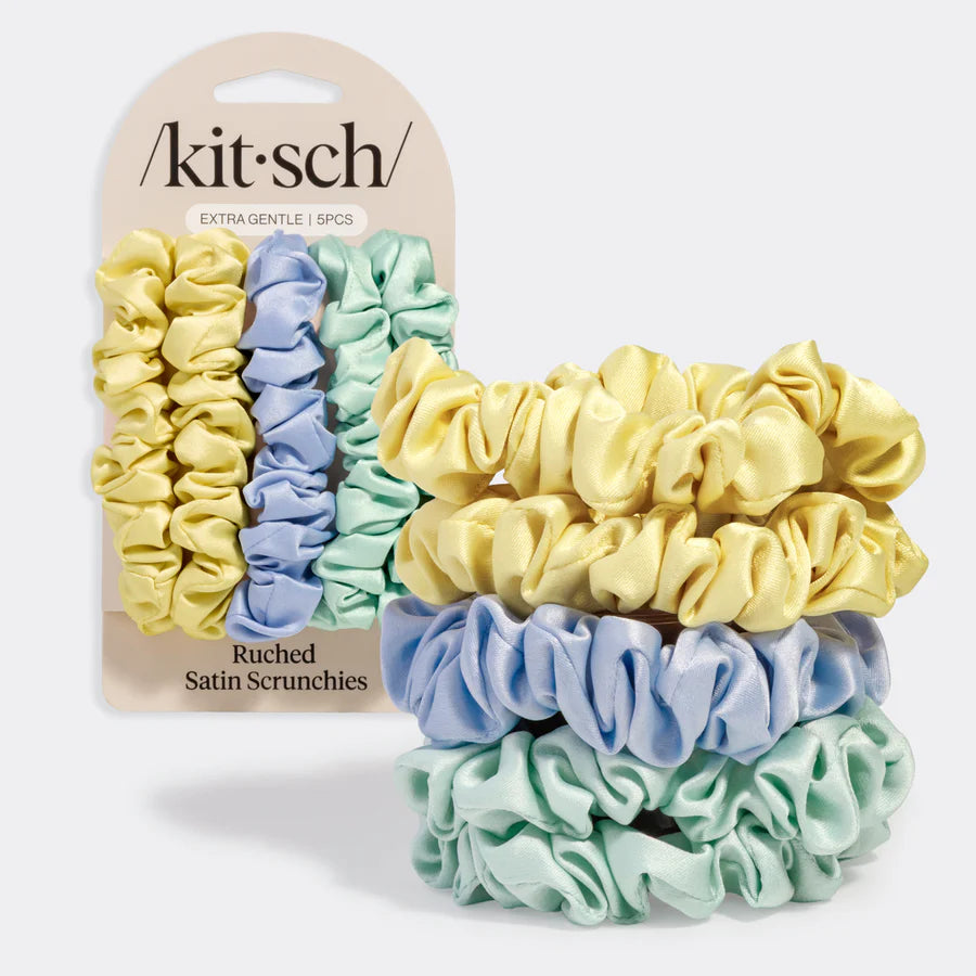 Ruched Satin Scrunchies 5pc Multi Color