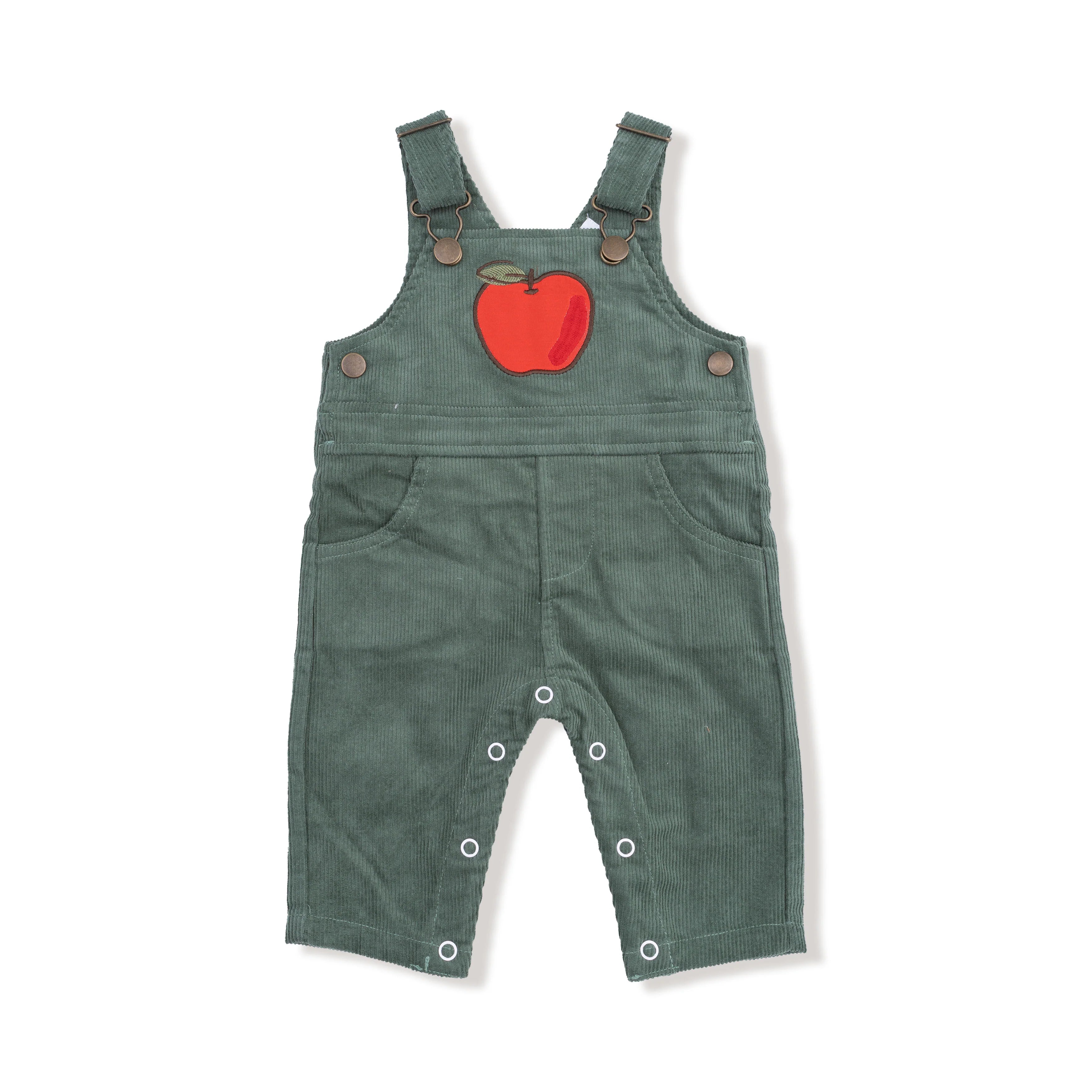 Corduroy - Dark Ivy - Classic Overall with Apple Applique