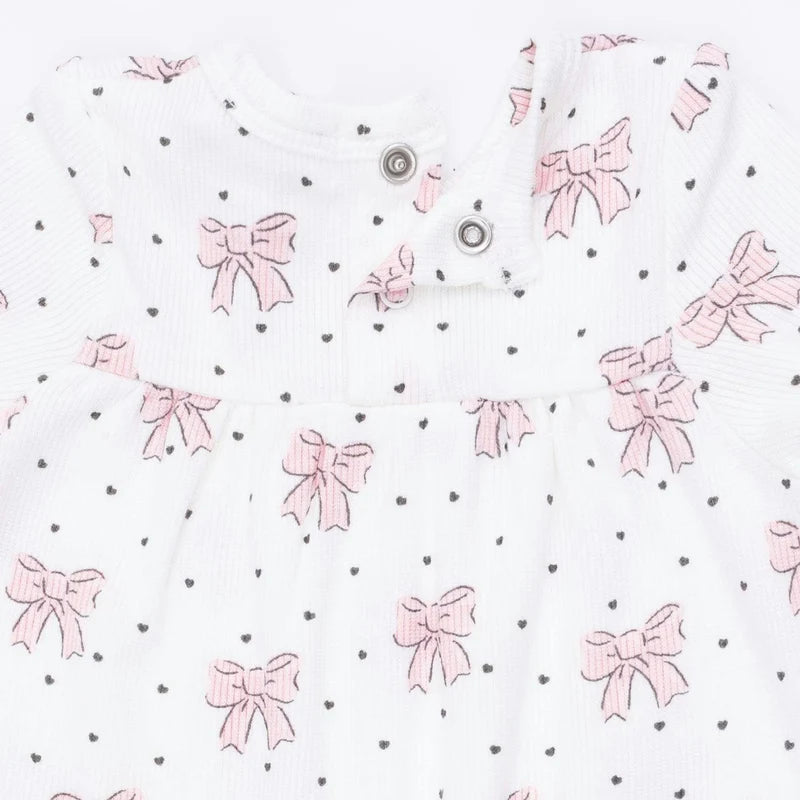 Bows and Hearts - Cuffed Sleeve Romper