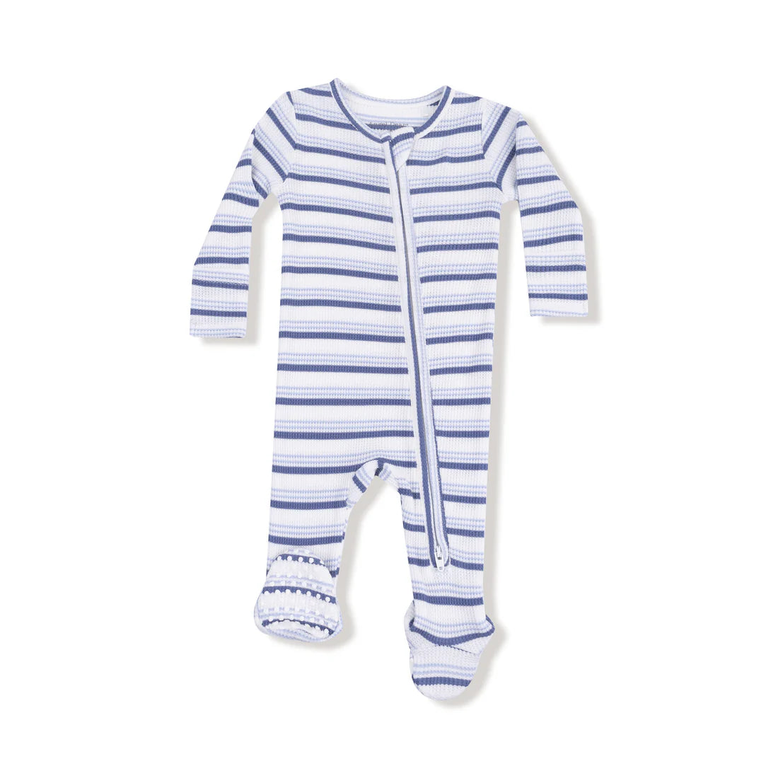 Vintage Stripe - Blue - 2 Way Zipper Footie
