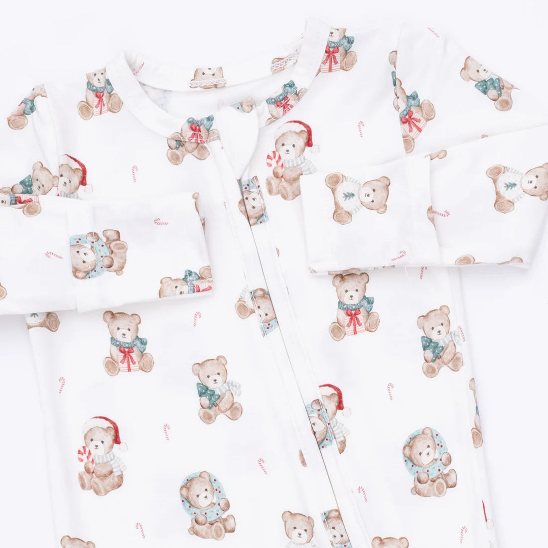 Christmas Teddy Bears Uni - 2 Way Zipper Footie