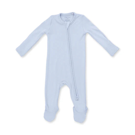 Solid Sheer Blue Rib - 2 Way Zipper Footie