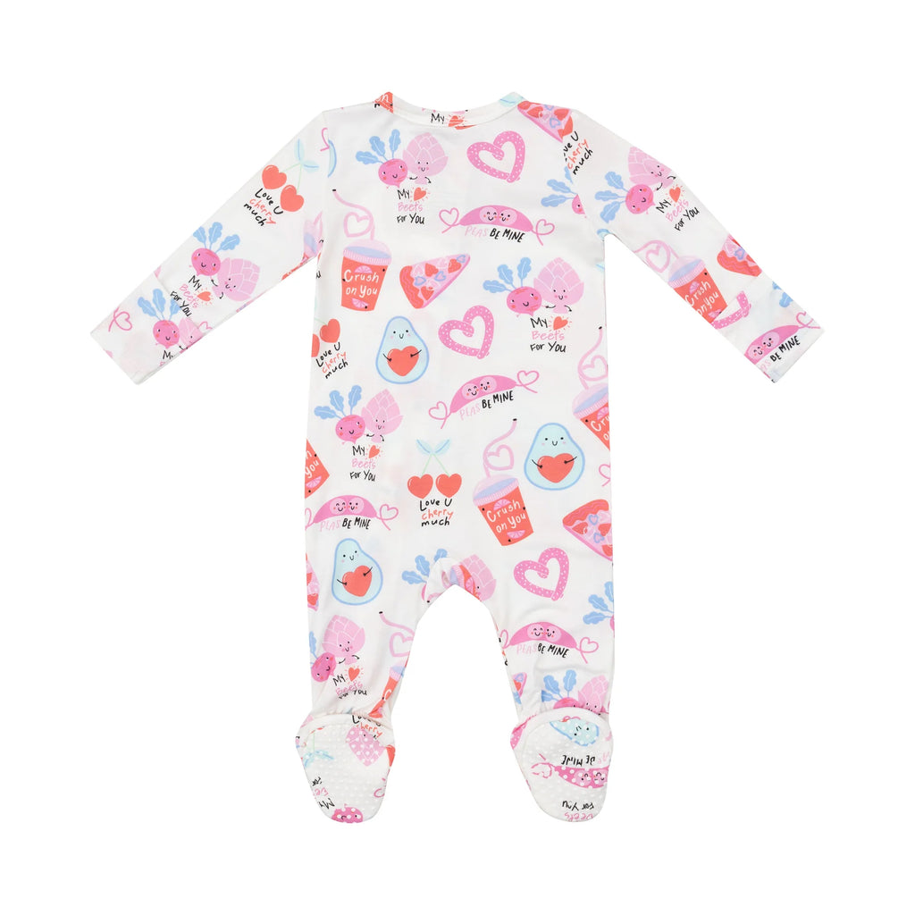 Love You Foodie Much Pink 2 Way Zipper Footie