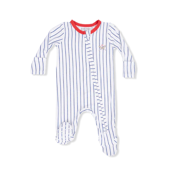 Baseball Stripe - 2 Way Zipper Footie