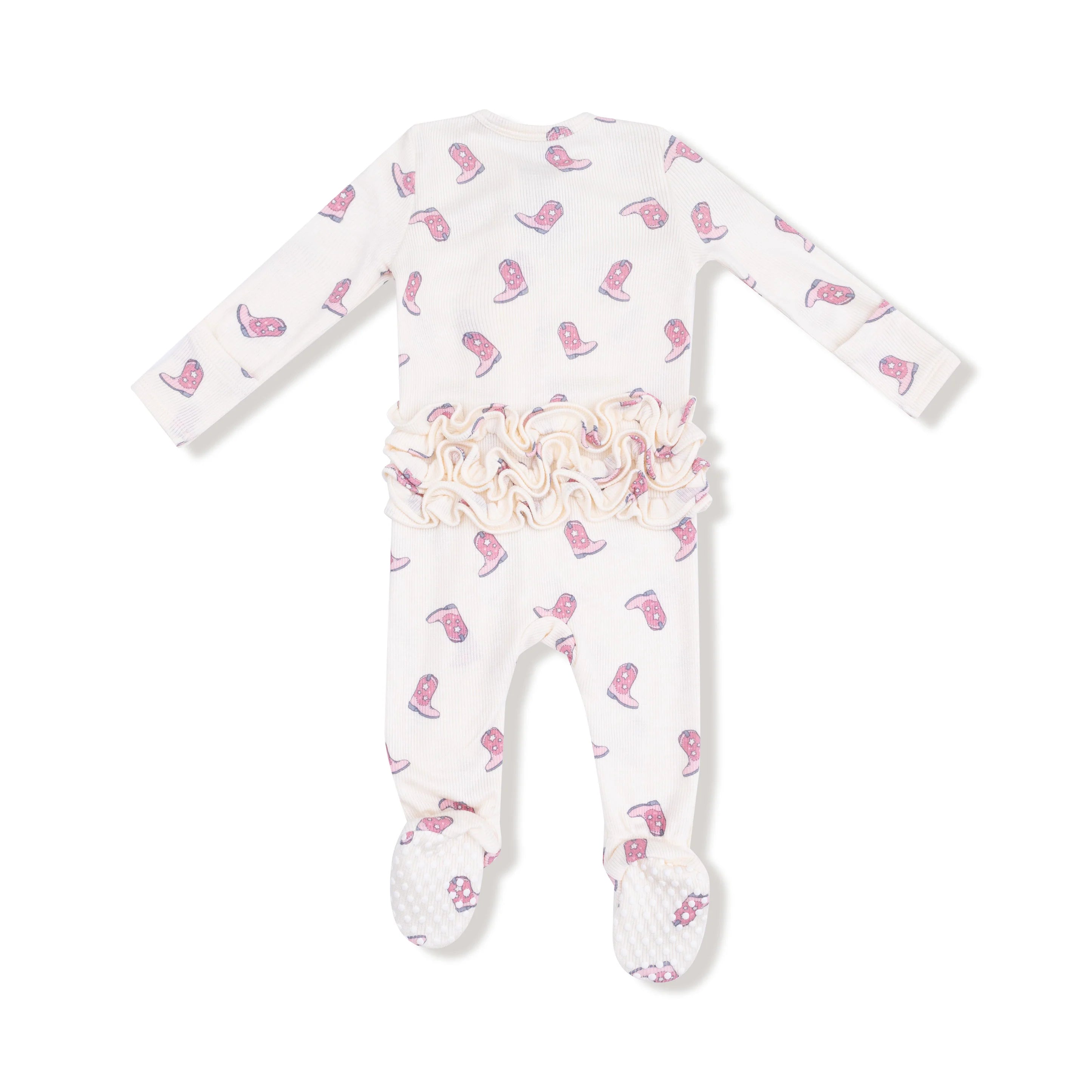 Petite Cowgirl Boots - 2 Way Zipper Ruffle Back Footie