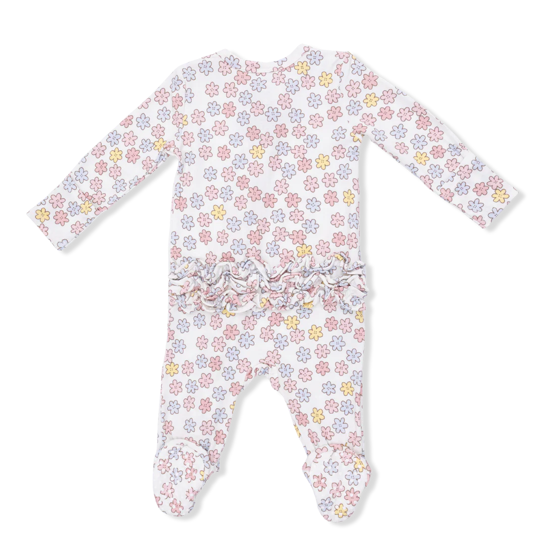 Sarah Floral - 2 Way Ruffle Back Zipper Footie