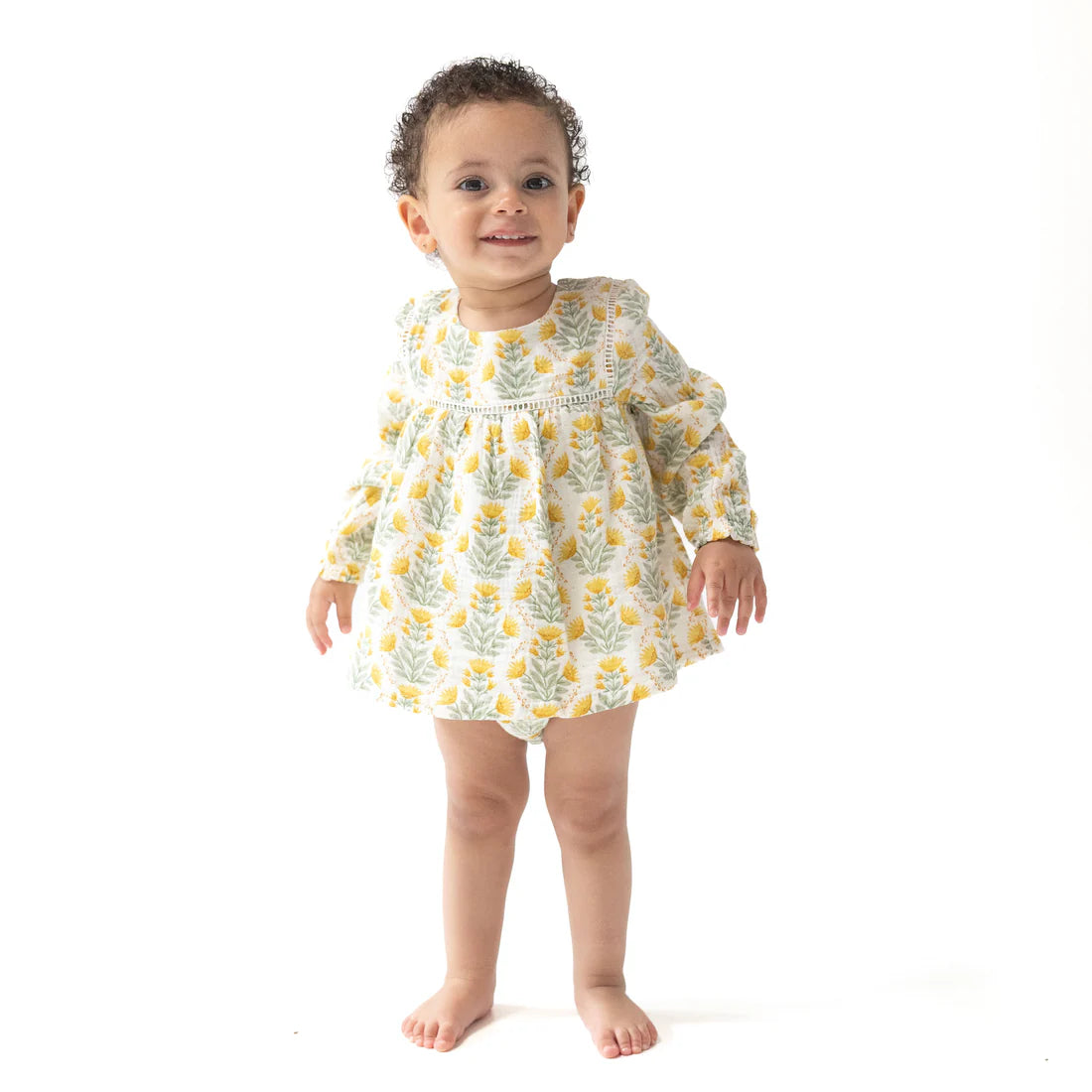 Winter Dandelions - Puffed L/S Bubble w/ Skirt & Ladder Trim