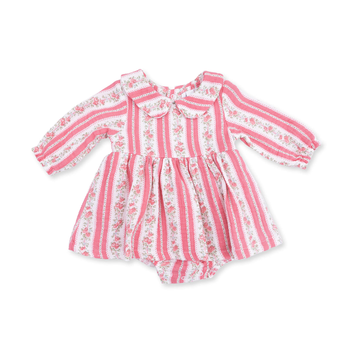 Suzie Floral Stripe - Long Sleeve Bubble with Peter Pan Collar and Skirt