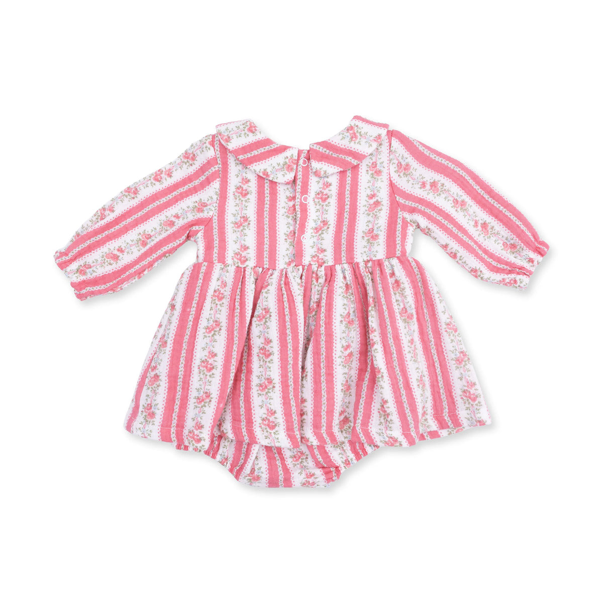 Suzie Floral Stripe - Long Sleeve Bubble with Peter Pan Collar and Skirt