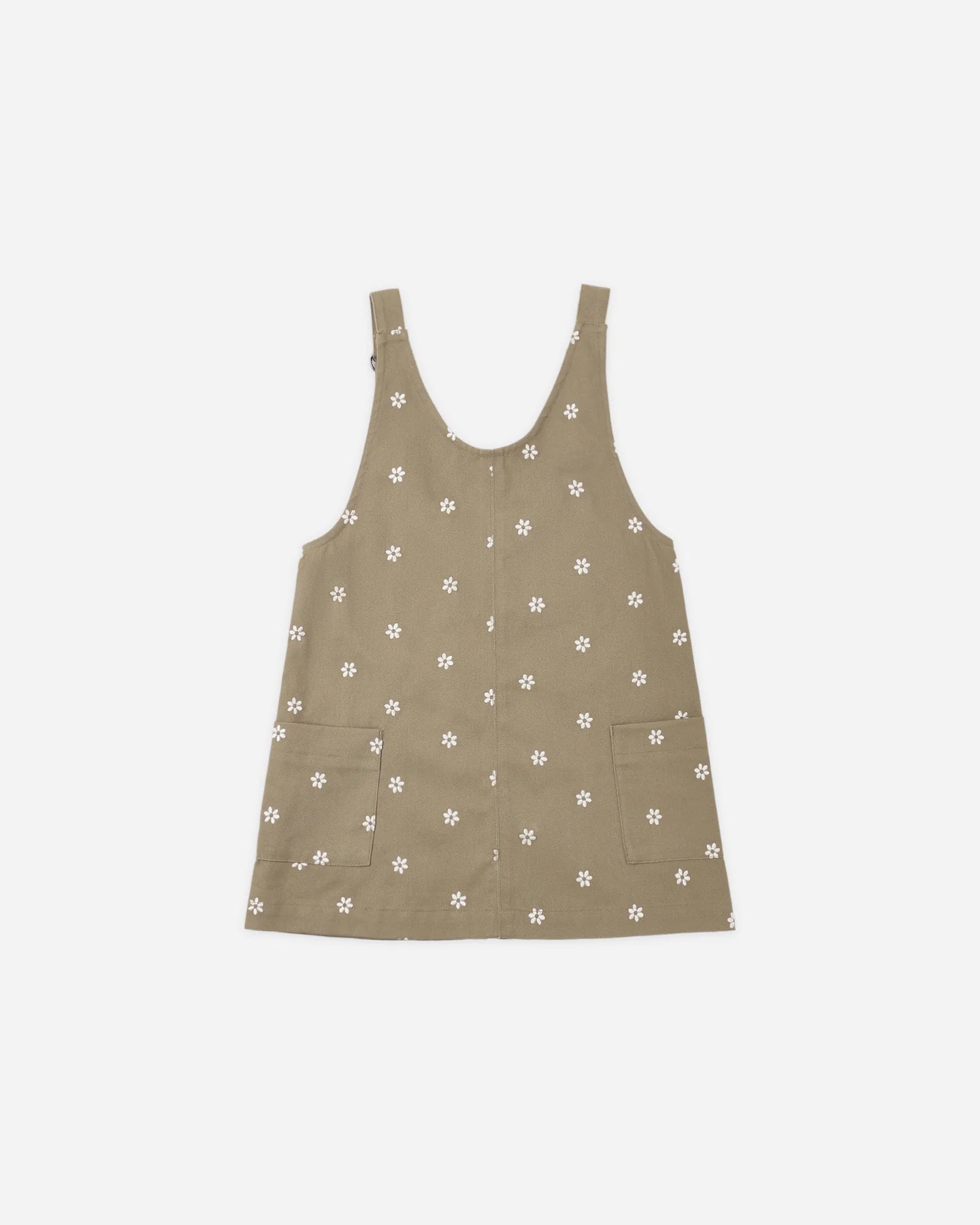 V-NECK OVERALL DRESS EMBROIDERED DAISIES