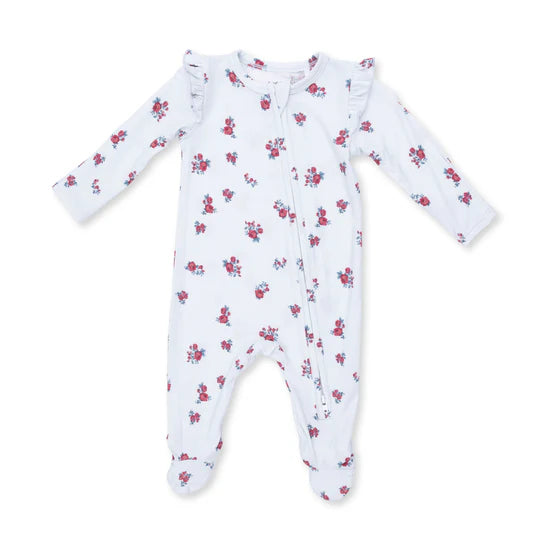 Alyssa Floral - 2 Way Ruffle Sleeve Zipper Footie