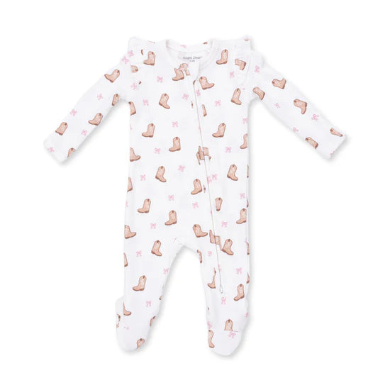 Mini Cowgirl Boots -Zipper Footie