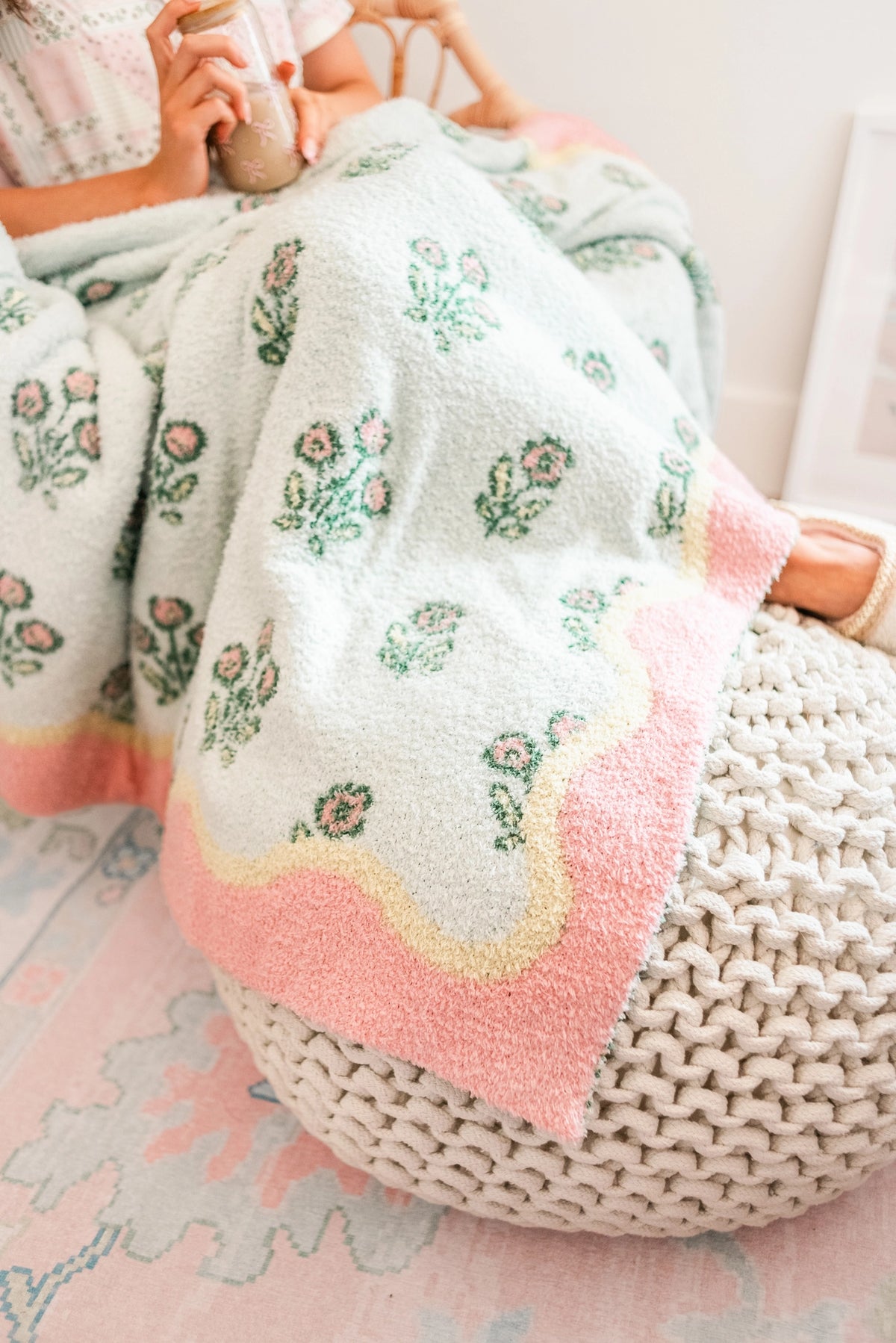 Cabana Floral Patchwork Collection Plush Cozy Throw Blanket