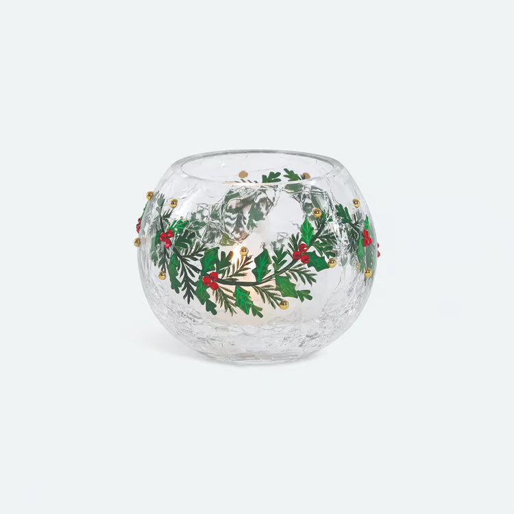 Holly Berry Glass Votive